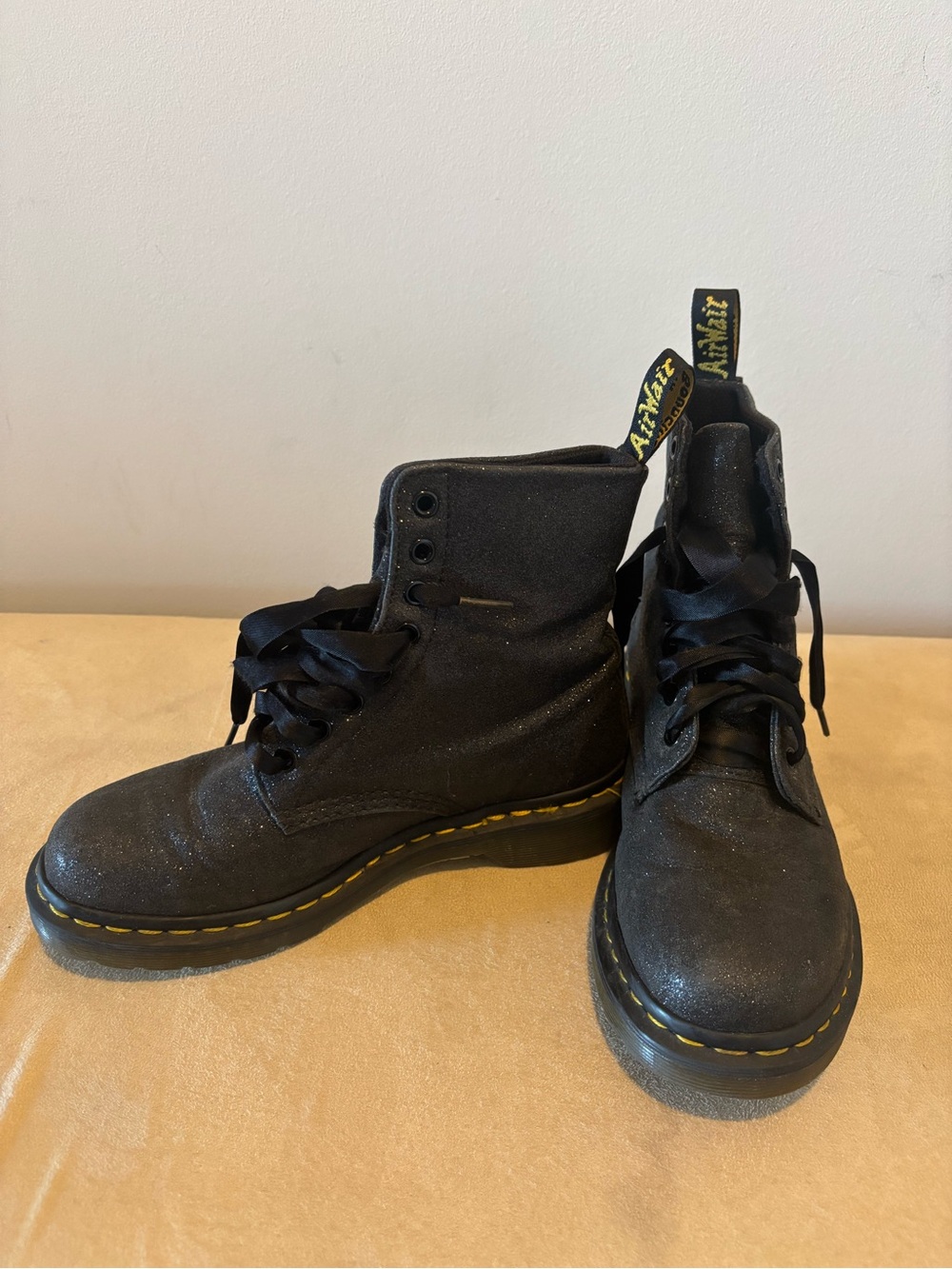 Dr. Martens Black w/ Silver Glitter 8-Eye Combat Boots
